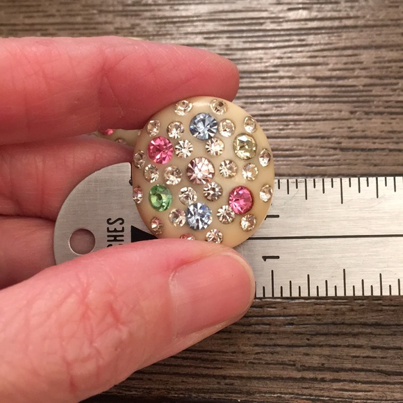 Vintage Pastel Colored Rhinestone Clip Earrings - Picture 8 of 8
